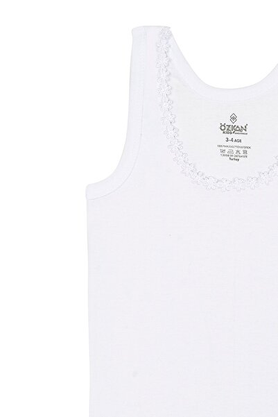 ÖZKAN underwear Özkan 0800 - 10 Pack Girl's Rib, 100% Cotton, Flexible and Comfortable, Thick Strap Collar Brode Daisy D