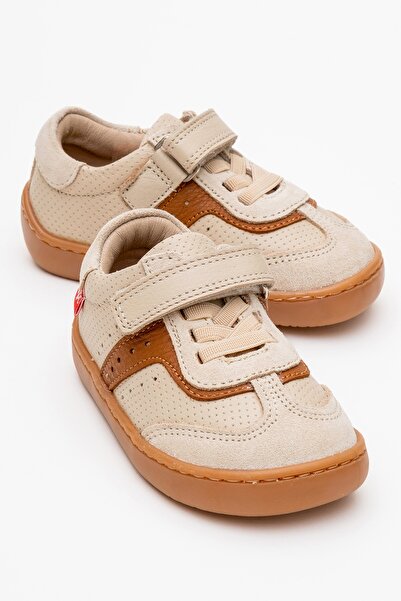 mnpc Unisex Çocuk Bej Hakiki Deri Günlük İlk Adım Ayakkabı