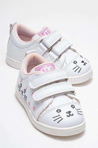 mnpc Kız Çocuk Beyaz Kedili Sneaker Ayakkabı