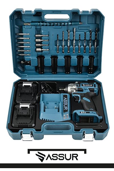 ASSUR Pro 21V Çift Akülü Kömürsüz Motor Darbeli Şarjlı Matkap Somun Sıkma Sökme