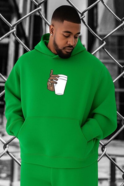 DM DOLCE MORE سويت شيرت كبير الحجم بطبعة قهوة