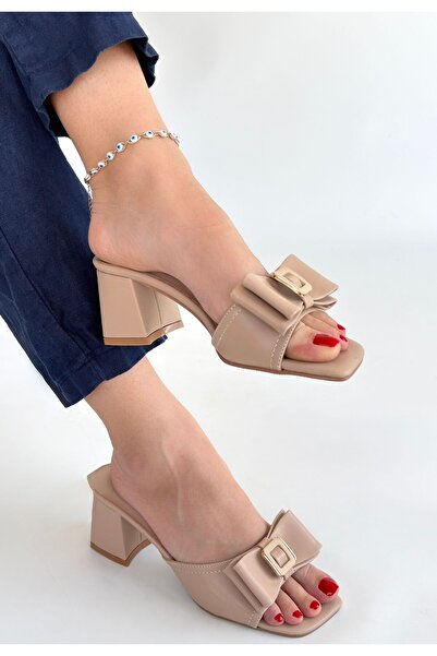 Lisinya Nude Skin Heeled Slippers -