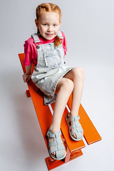 mnpc Унісекс дитячі сандалі з натуральної шкіри, зеленого кольору, з грибковою підошвою, для щоденного носіння