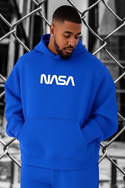DM DOLCE MORE سويت شيرت كبير الحجم مطبوع عليه شعار وكالة الفضاء ناسا