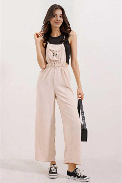 hazelin Бежевий жіночий садовий комбінезон - регульовані бретелі, кишені спер...