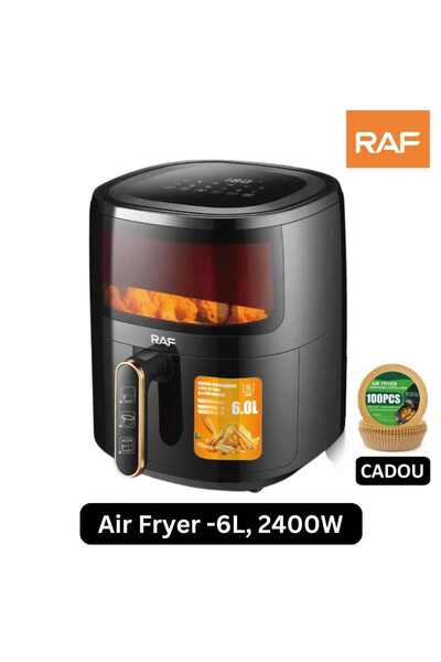 raf AirFryer - 6L Tank, 2400W, Oil-Free Hot Air Fryer, Digital, 8 Programs