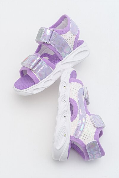 mnpc Girl's White-Lilac Lighted Anatomical Lightweight Daily Sandals