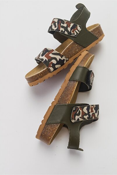 mnpc Boys' Khaki Leather Orthopedic Supported Children's Sandals