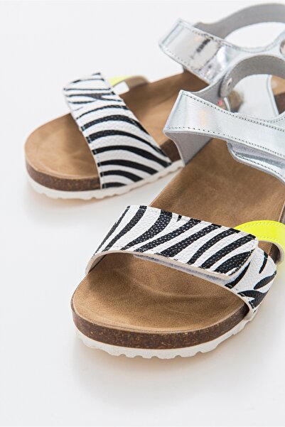 mnpc Sandale pentru copii cu susținere ortopedică din piele argintie pentru fete