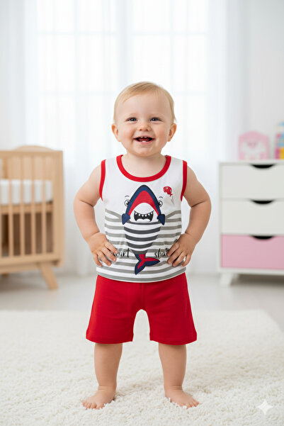 cskticaret Men's Smart Shark Printed Suit - 12/24 Months