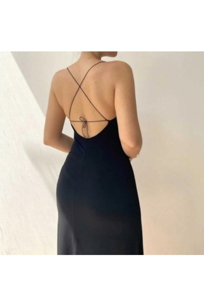 Gizacape outdoors Siyah yırtmaçlı elbise