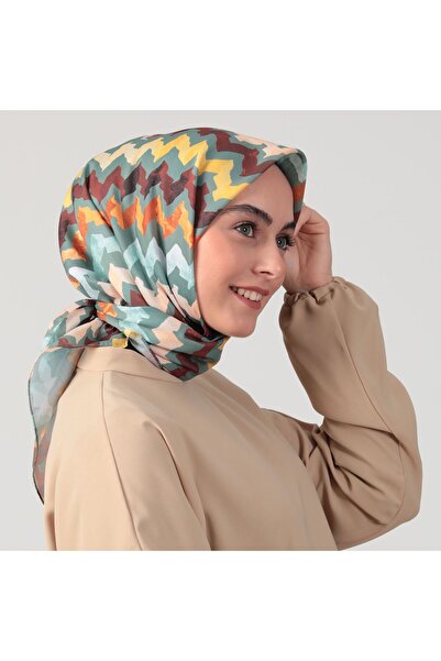 ipekistanbul Eșarfă din mătase din bumbac - model în zig-zag - Çağla