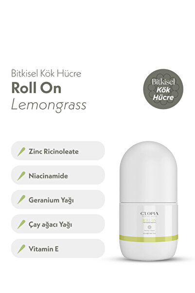 C'LOPIA BEAUTY Beyazlatıcı Etkili Ter Kokusu Önleyici Bitkisel Kök Hücre Roll-on, Limon Otu, Vit-E,