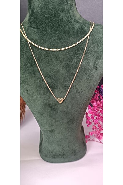 NAS fashion Double Chain Heart Model Necklace Bracelet Set