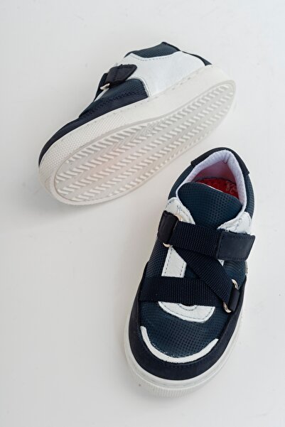 mnpc Boy's Navy Blue Leather Orthopedic Supported Children's Sneakers