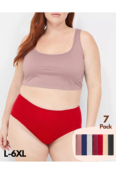 IPL Kadın Külot,Kadın Yüksek Bel Bato Pamuklu 7li Koyu Tonlar Külot Seti