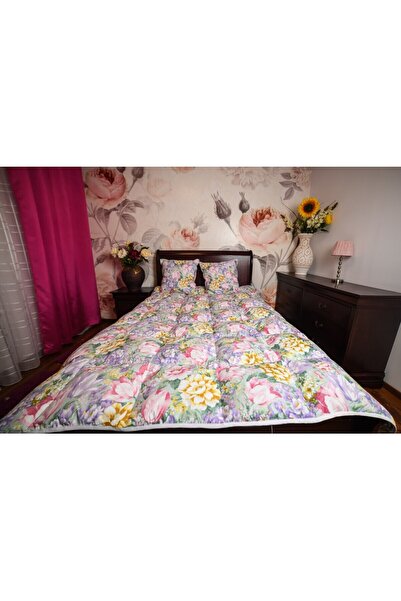 Boema Home Deco Duvet with goose down and feather, 140 x 200 cm, Purple flowers