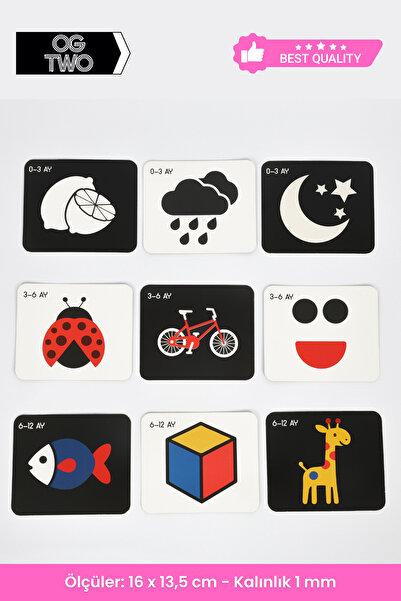 OGTWO 3 Dönem Bir Arada Bebeğimin İlk Zeka Kartları 0-12 Ay Yenidoğan Geliştirici Eğitici Kart Seti