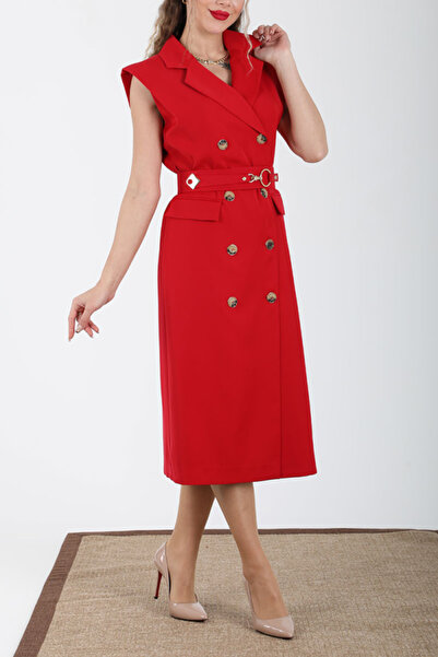 ELLA DİZAYN KRUVAZE KAPAMALI DÜĞMELİ CEKET ELBİSE