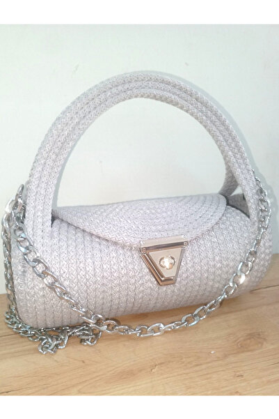 AZR HOME DESİGN Natural Jute Rope Grey Hand Bag Shoulder Bag Day Bag 27X12