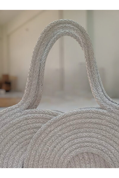 AZR HOME DESİGN Natural Jute Rope Grey Infinity Hand Bag Daily Bag
