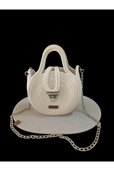 AZR HOME DESİGN Jute Rope Handmade Ecru Handbag Handle Bag Shoulder Bag