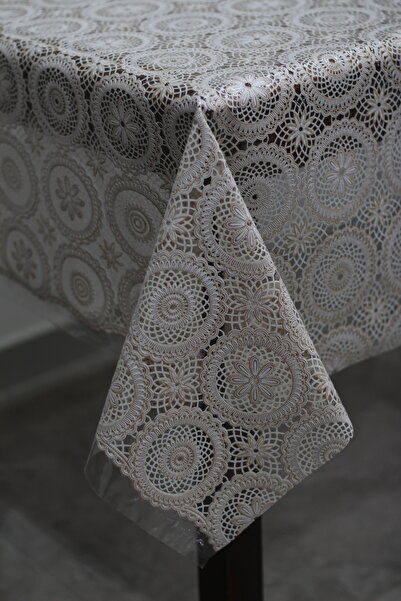 Soft Kare مفرش طاولة من PVC بمظهر دانتيل فاخر - قابل للمسح، مقاوم للماء، سهل التنظيف