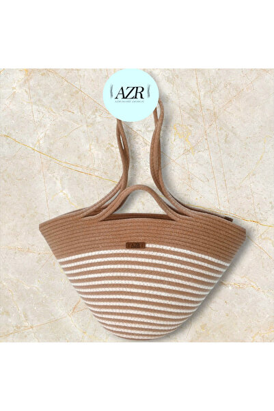 AZR HOME DESİGN Χειροποίητη τσάντα ώμου από φυσικό σχοινί γιούτας, τσάντα παρ...