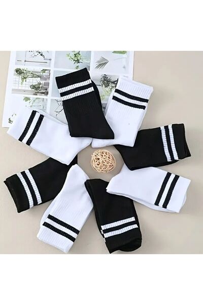 TTWAY Striped College Long Sports Socks Unisex 6 Pack Cotton