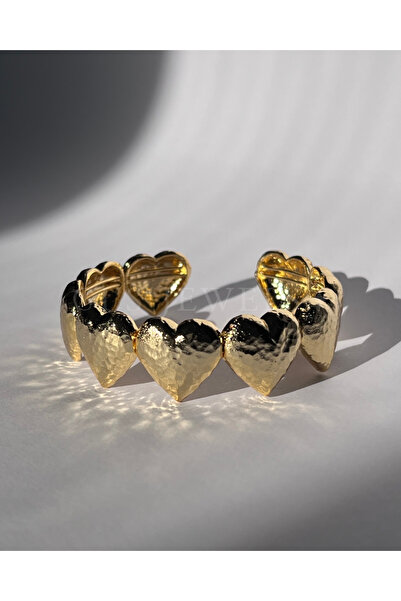 Generic Altın Kaplama Pirinç Kalp Motifli Kadın Takı | Love Bileklik