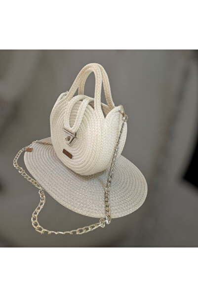 AZR HOME DESİGN Jute Rope Handmade Ecru Handbag Handle Bag Shoulder Bag