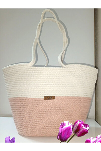 AZR HOME DESİGN Jute Rope Handmade Women's Beach Bag