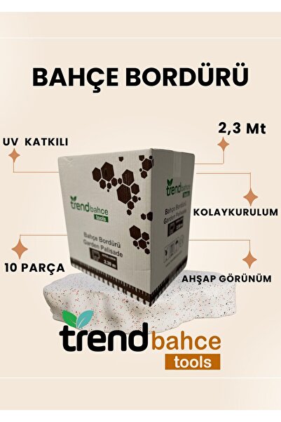 trendbahce Ahşap Görünümlü Çim Bordürü 2.3 Metre Çim Ayırıcı