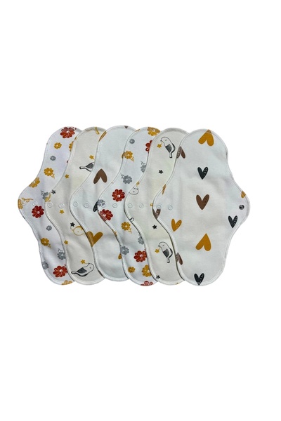 Ponped وسادة نسائية طبيعية قابلة للغسل من الخيزران 6 قطع (ليلة - لون واحد)