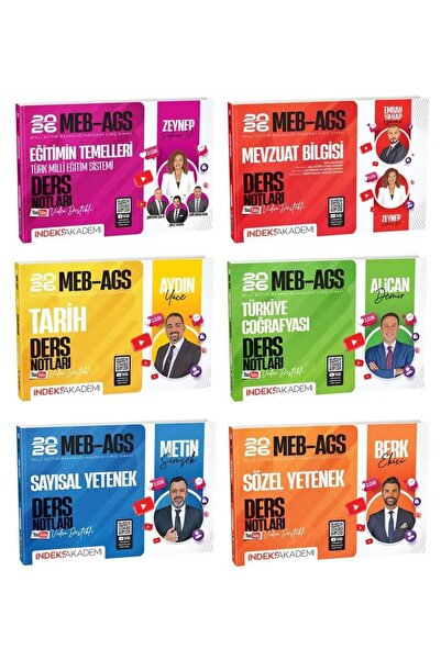 İndeks Akademi İndeks Akademi 2026 MEB-AGS Tüm Dersler Ders Notları 6 lı Set ...