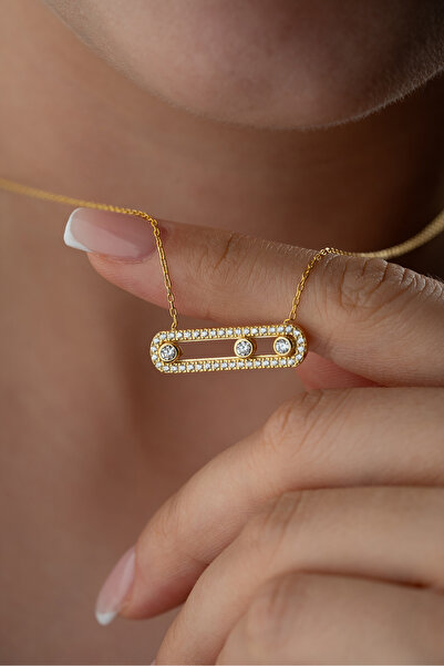 Silvano Jewelry 925 Ayar Gümüş Zirkon Taşlı Trend Kolye