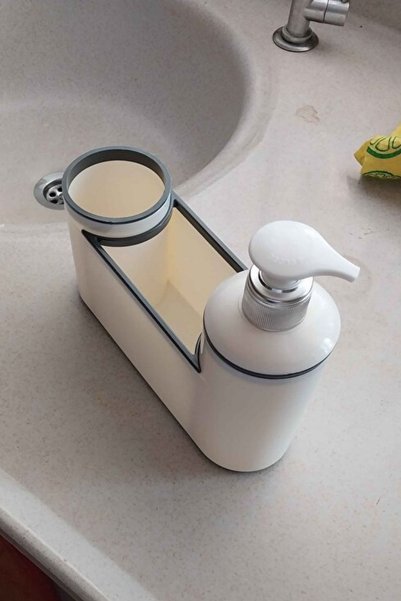Sunplast Acrylic Luxury Liquid Soap Dispenser, Brush Holder and Sponge Holder Set