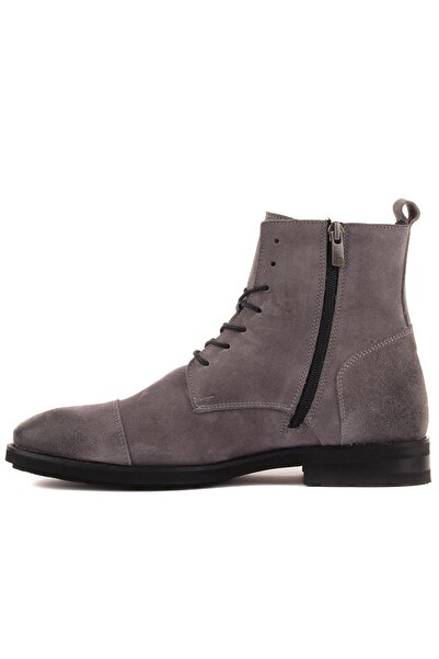 SailLakers Sail Lakers - Γκρι σουέντ, ανδρικές μπότες με κορδόνια και φερμουάρ