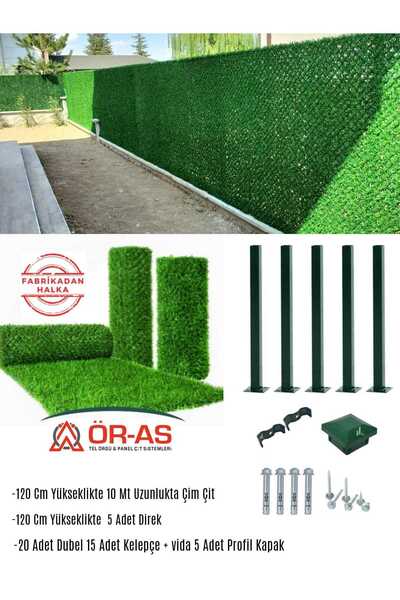 ÖR-AS TEL ÖRGÜ & PANEL ÇİT SİSTEMLERİ Çim Çit 120 Cm + 5 Direk Avantaj Paketi...