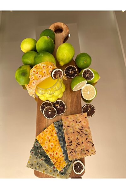 Home Daisy Pattern Fabric Reusable Natural Beeswax (Beeswax) Food Storage Cloth 5-Piece Cup Size