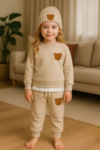 ŞAPKAKİDS ΣΕΤ ΦΟΡΜΑΣ 3 ΤΕΜΑΧΙΩΝ TEDDY BEIGE