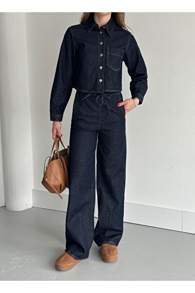 Laluvia Elasztikus derékú nadrág farmer szett