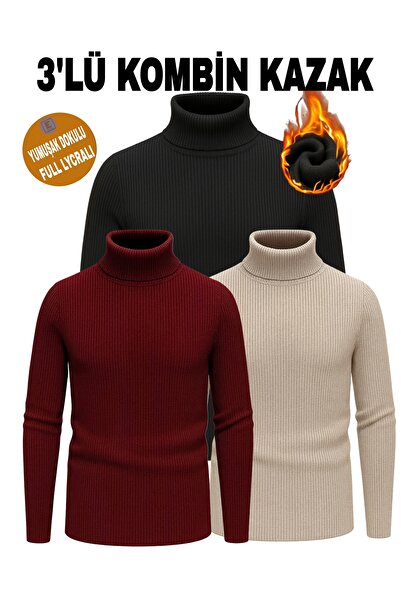 EMKA GİYİM Комбиниран пуловер с висока яка от 3 части