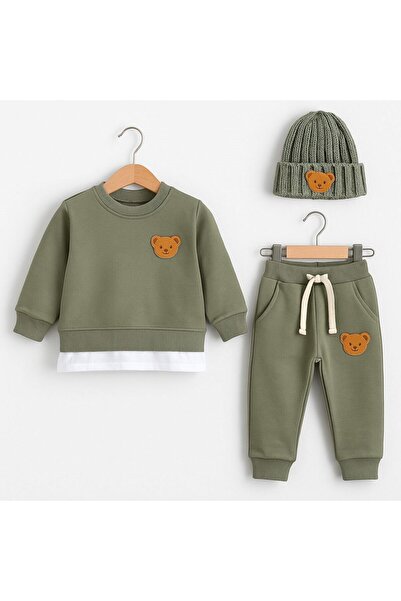 ŞAPKAKİDS ΣΕΤ ΦΟΡΜΑΣ 3 ΤΕΜΑΧΙΩΝ TEDDY GREEN