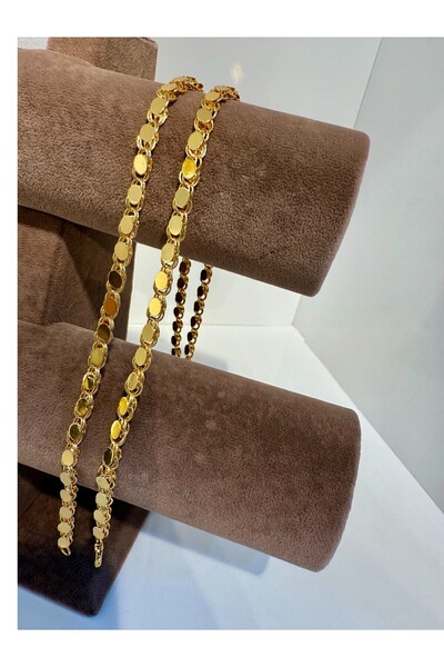 i-k global ticaret 22 Ayar Altın Kaplama Pullu Zincir Kolye 65 cm