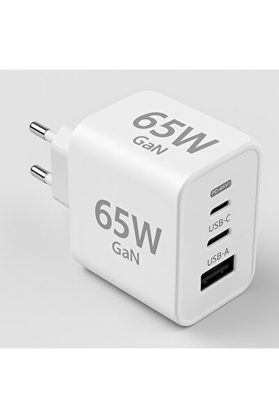 Yellowtech Turbo 65W 3.1A 3 Usb ,2 Pd 20W Çoklu USB Şarj Cihazı 5 Port Hızlı Akıllı Priz