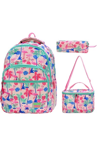 Esbuik مجموعة حقائب مدرسية مكونة من 3 قطع للفتيات بنمط فلامنغو (حقيبة مدرسية،...