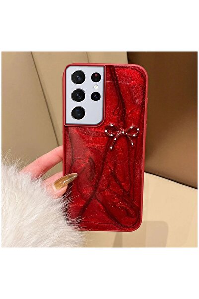 Zebana Samsung Galaxy S22 Ultra Compatible Case Fionka Silicone Case Red