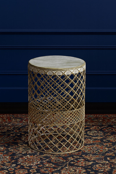 VENON Home Metal Modern Sehpa (300x480) Krem Sarı Patine