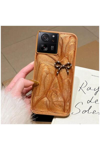 Pro Aksesuar Xiaomi Mi 13T Pro Uyumlu Kılıf Fionklu Silikon Kılıf Kahverengi